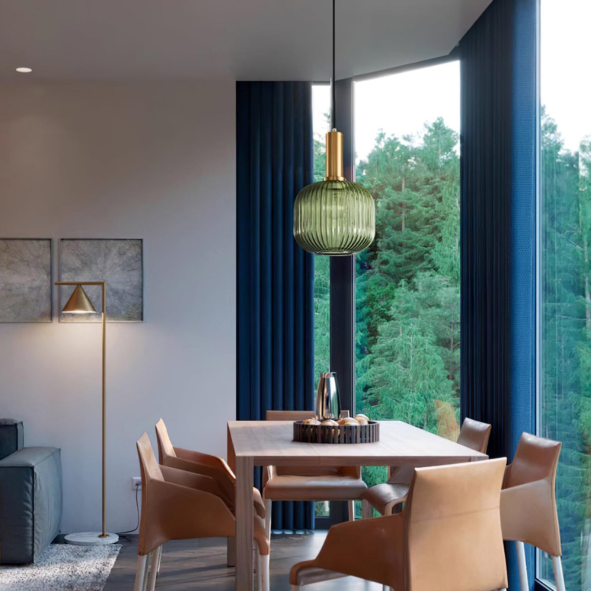 Elara Ribbed Pendant Lamp-Neutral Decor