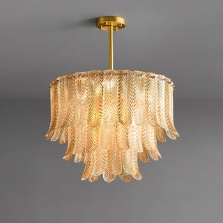 Lustra Lustre Feuille en Verre Doré Effilé
