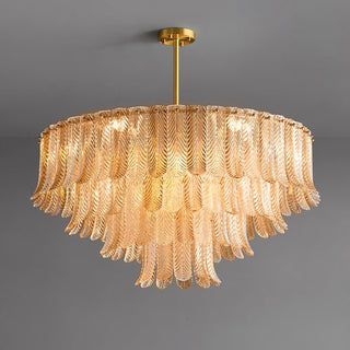 Lustra Lustre Feuille en Verre Doré Effilé