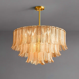 Lustra Lustre Feuille en Verre Doré Effilé