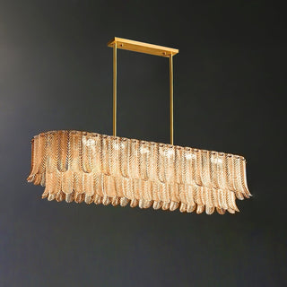 Lustra Lustre Feuille en Verre Doré Effilé