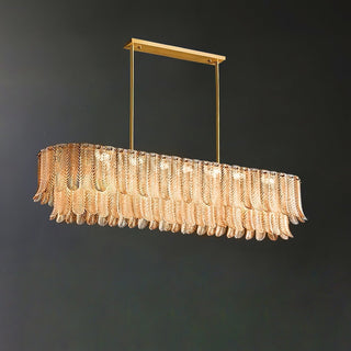Lustra Lustre Feuille en Verre Doré Effilé