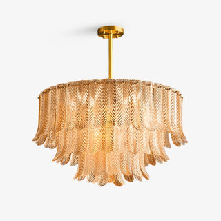 Lustra Lustre Feuille en Verre Doré Effilé