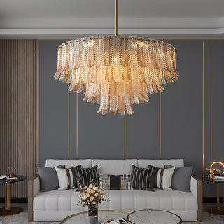 Lustra Lustre Feuille en Verre Doré Effilé