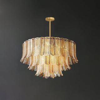 Lustra Lustre Feuille en Verre Doré Effilé