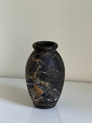 Noir Vein Stone Vase-Neutral Decor