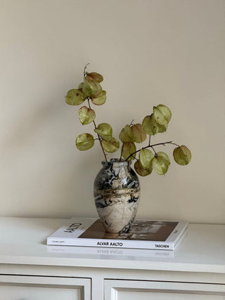 Noir Vein Stone Vase-Neutral Decor