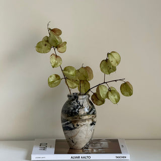 Noir Vein Stone Vase-Neutral Decor