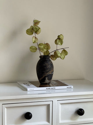 Noir Vein Stone Vase-Neutral Decor