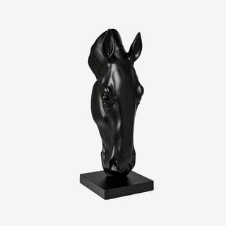 Noir Equine Head Sculpture-Neutral Decor