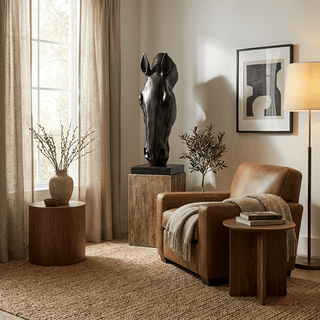 Noir Equine Head Sculpture-Neutral Decor