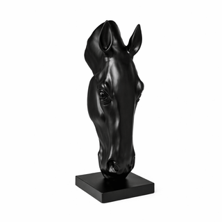 Noir Equine Head Sculpture-Neutral Decor