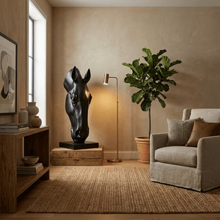 Noir Equine Head Sculpture-Neutral Decor