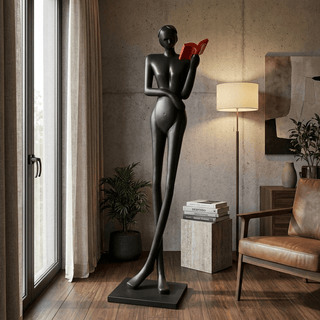 Noir Muse Reading Sculpture-Neutral Decor