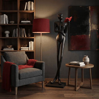 Noir Muse Reading Sculpture-Neutral Decor