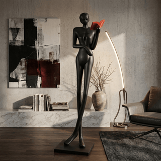 Noir Muse Reading Sculpture-Neutral Decor
