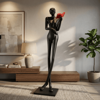 Noir Muse Reading Sculpture-Neutral Decor