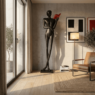 Noir Muse Reading Sculpture-Neutral Decor