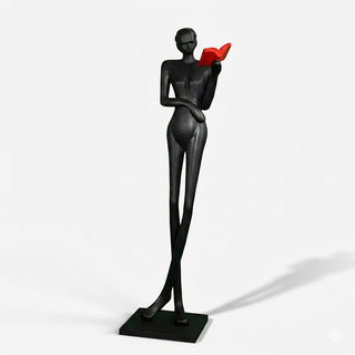 Noir Muse Reading Sculpture-Neutral Decor
