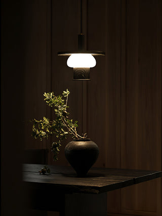 Zephaan Suspension Art Classique en Verre et Bois