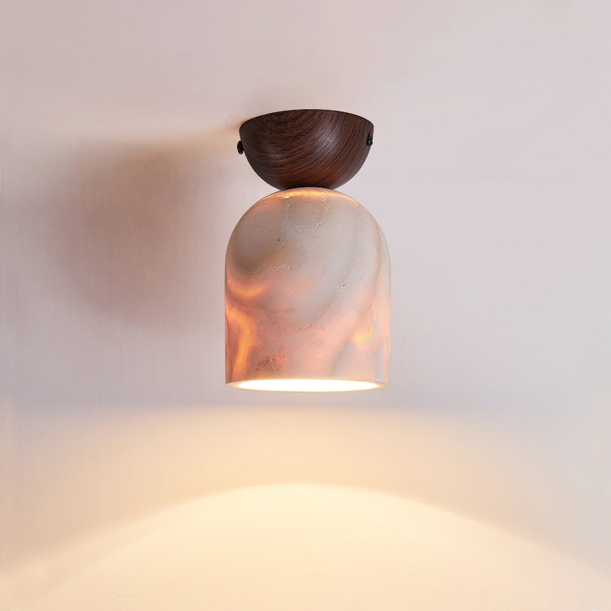 The Noncu Travertine Ceiling Lamp in the white finish.