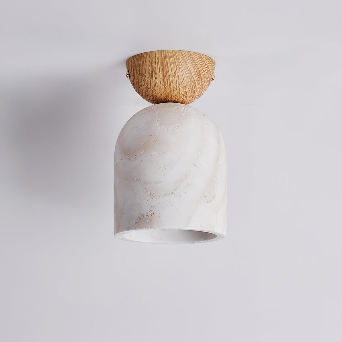The Noncu Travertine Ceiling Lamp in the walnut color finish.