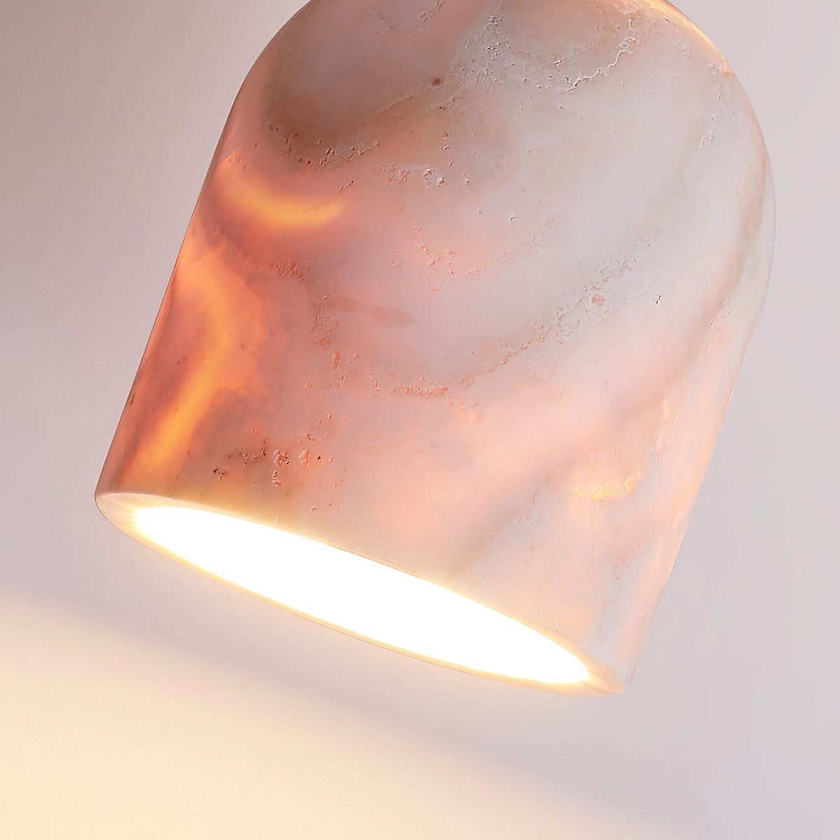 View of the Noncu Travertine Ceiling Lamp from below.