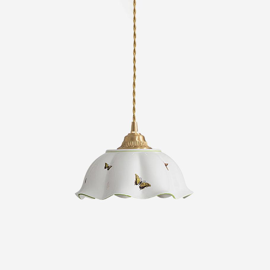 Lumina Pendant Lamp Ceramic Petal Butterflies Vintage-Neutral Decor