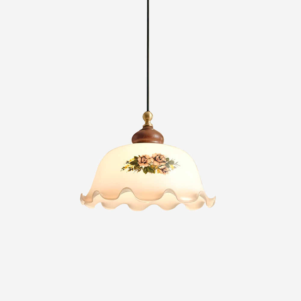 Belvia Vintage Floral Glass Pendant Light-Neutral Decor