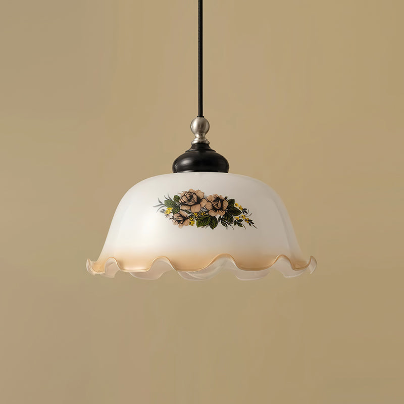Belvia Vintage Floral Glass Pendant Light-Neutral Decor