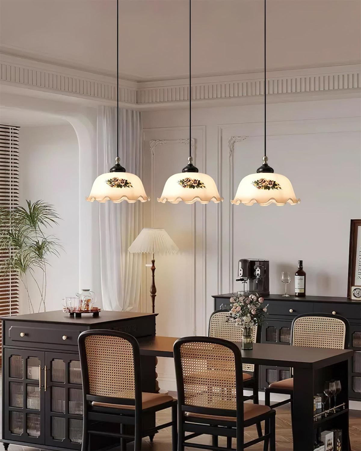 Belvia Vintage Floral Glass Pendant Light-Neutral Decor