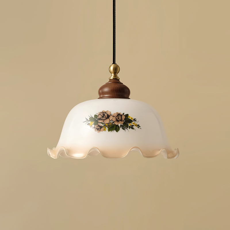 Belvia Vintage Floral Glass Pendant Light-Neutral Decor