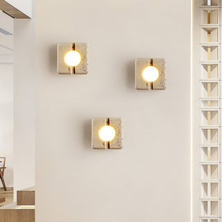 Olvenan Carré Travertin Luminaire Mural