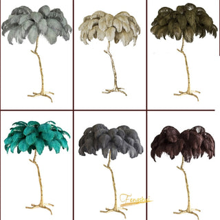 Lampadaire Fleur Luxe Plume/Métal Coloré Salon-Luire