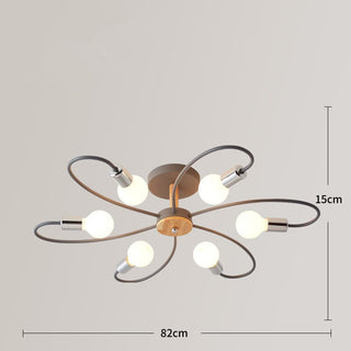 Aria Plafonnier Fleur Nordique, Metal/Verre, Vert/Gris, Chambre