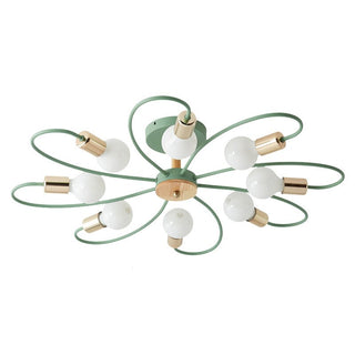 Aria Plafonnier Fleur Nordique, Metal/Verre, Vert/Gris, Chambre