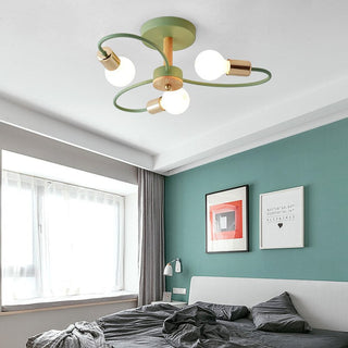 Aria Plafonnier Fleur Nordique, Metal/Verre, Vert/Gris, Chambre