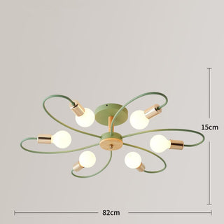 Aria Plafonnier Fleur Nordique, Metal/Verre, Vert/Gris, Chambre