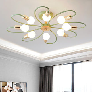 Aria Plafonnier Fleur Nordique, Metal/Verre, Vert/Gris, Chambre