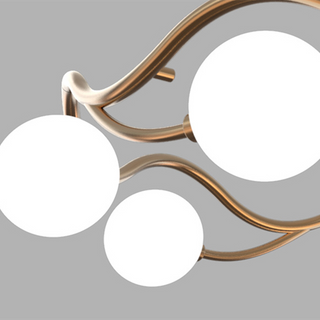 Valentina Lustre Modern Designe, Vague, Métal/Verre, Blanc/Or