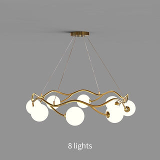 Valentina Lustre Modern Designe, Vague, Métal/Verre, Blanc/Or
