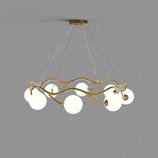 Valentina Lustre Modern Designe, Vague, Métal/Verre, Blanc/Or