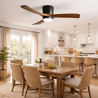 Ventilateur de plafond nordique en bois Ezra avec lumière