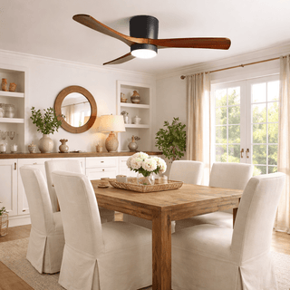 Ventilateur de plafond nordique en bois Ezra avec lumière