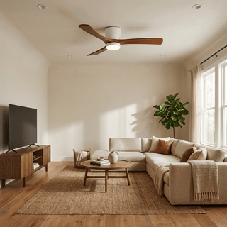 Ventilateur de plafond nordique en bois Ezra avec lumière