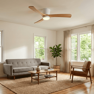 Ventilateur de plafond nordique en bois Ezra avec lumière