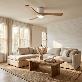 Ventilateur de plafond nordique en bois Ezra avec lumière