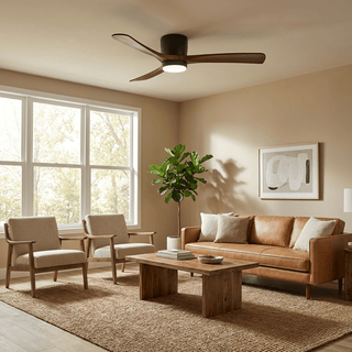 Ventilateur de plafond nordique en bois Ezra avec lumière