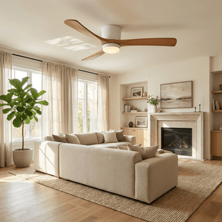 Ventilateur de plafond nordique en bois Ezra avec lumière