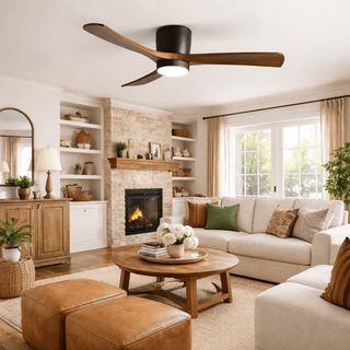 Ventilateur de plafond nordique en bois Ezra avec lumière